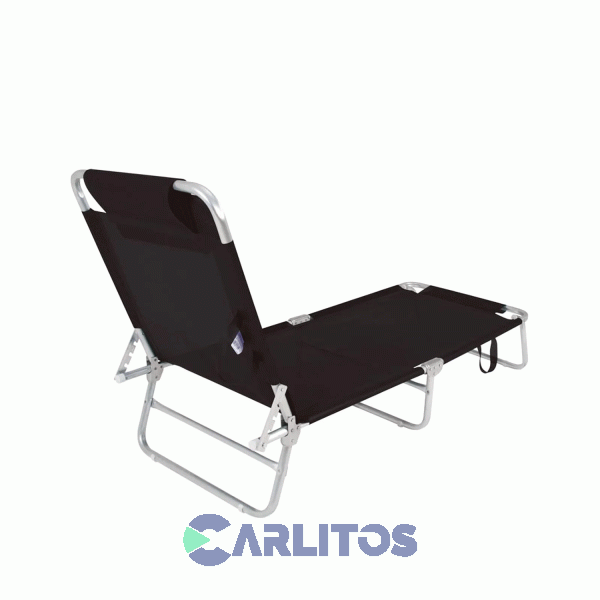 Reposera De Aluminio Plegable Tela Sannet 4 Posiciones Mor 2705 Negra
