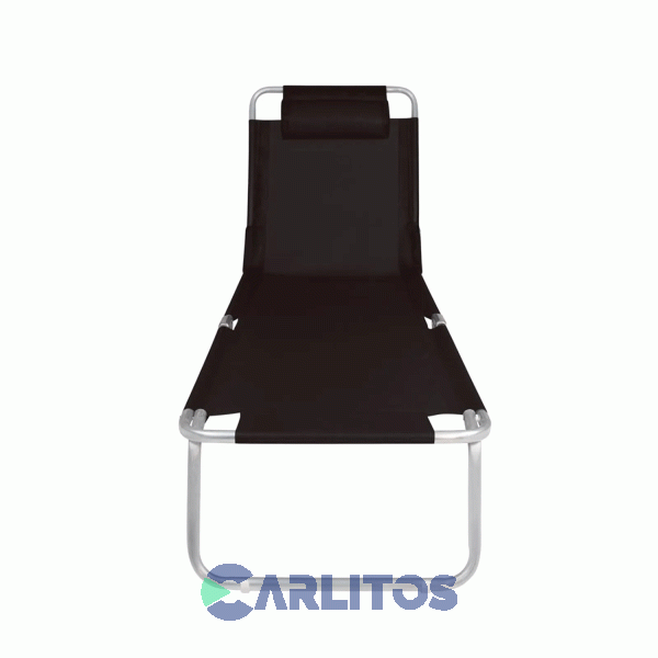 Reposera De Aluminio Plegable Tela Sannet 4 Posiciones Mor 2705 Negra
