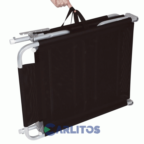 Reposera De Aluminio Plegable Tela Sannet 4 Posiciones Mor 2705 Negra