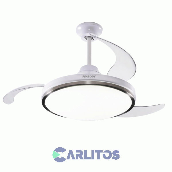 Ventilador De Techo Retráctil Peabody Blanco Palas Acrílico Con Led Pe-vtrdc425b