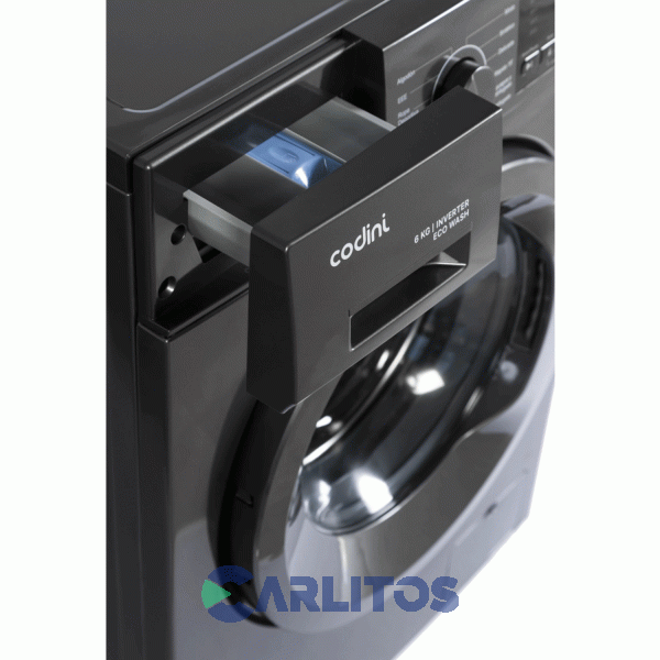 Lavarropa Carga Frontal Codini Inverter 6 Kg 1000 Rpm Aiafa6010g Gris