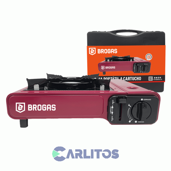 Anafe Portátil A Gas Butano Brogas Con Valija Plástica Rojo