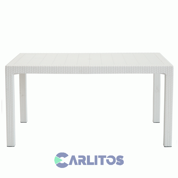 Combo Mesa Indonesia Simil Ratan 1.50 Cm Blanca Tapa Plastica + 6 Sillas Guinea Blancas Voss2000