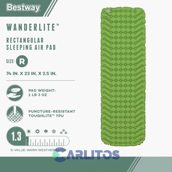 Colchoneta Inflable De Camping 1.88 X 58.50 X 6.50 Cm Bestway 69615 Sleeping Pad