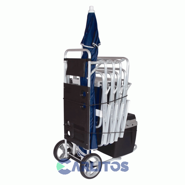 Carrito Para Playa Mor Aluminio Con Extensión Para Conservadora 2596 Negro