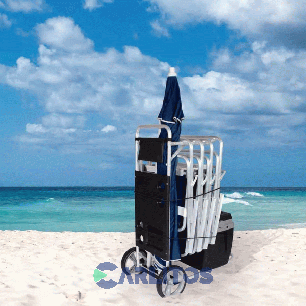 Carrito Para Playa Mor Aluminio Con Extensión Para Conservadora 2596 Negro
