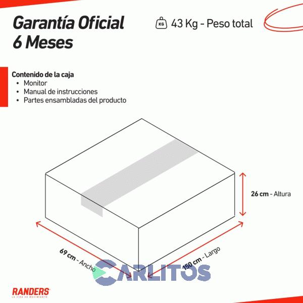 Fitness Cinta Motorizada 1.75 Hp Randers Inclinacion Manual Arg-466