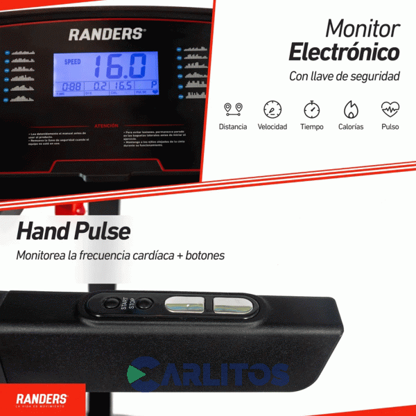 Fitness Cinta Motorizada 1.75 Hp Randers Inclinacion Manual Arg-466