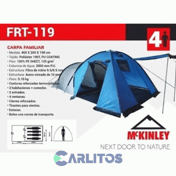 Carpa Iglu 4 Personas 2.60 X 4.60 X 1.90 Mts McKinley Frt-119