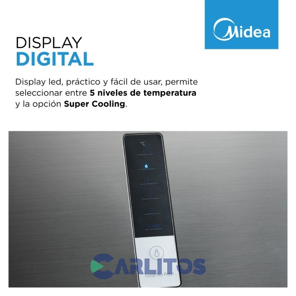 Heladera No Frost Midea Combi Inverter 300 Litros Acero Inoxidable Mdrb424fge46a-w