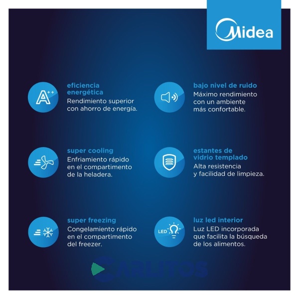 Heladera No Frost Midea Combi Inverter 300 Litros Acero Inoxidable Mdrb424fge46a-w