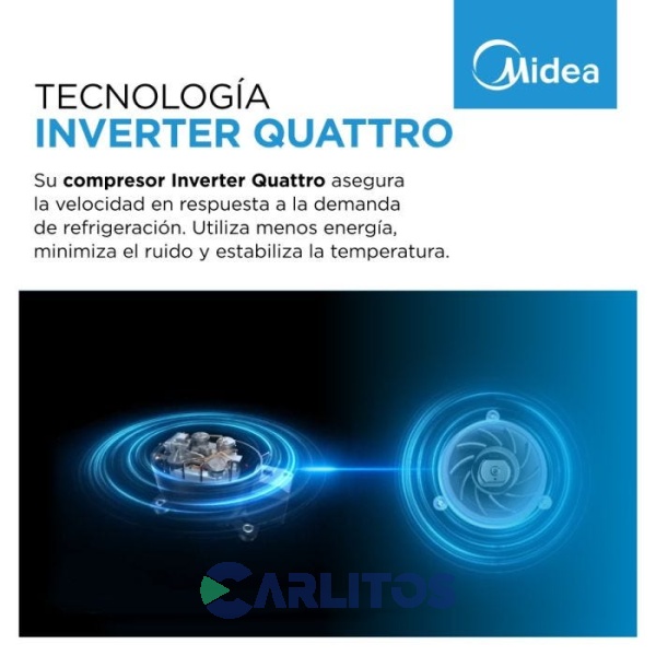Heladera No Frost Midea Combi Inverter 300 Litros Acero Inoxidable Mdrb424fge46a-w