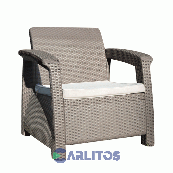 Juego De Jardín Simil Ratan 3 Cuerpos Voss Roma Set1 Capuchino