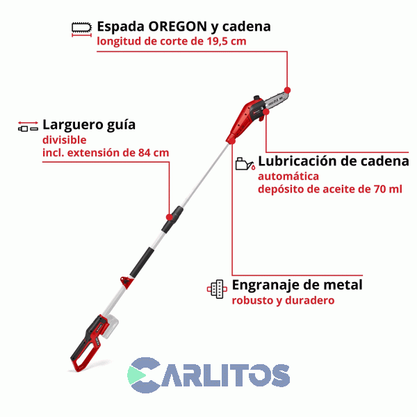 Motosierra telescópica Inalambrica Espada 20 Cm 3410581 Einhell Gc-Lc 18/20 Li T-Solo