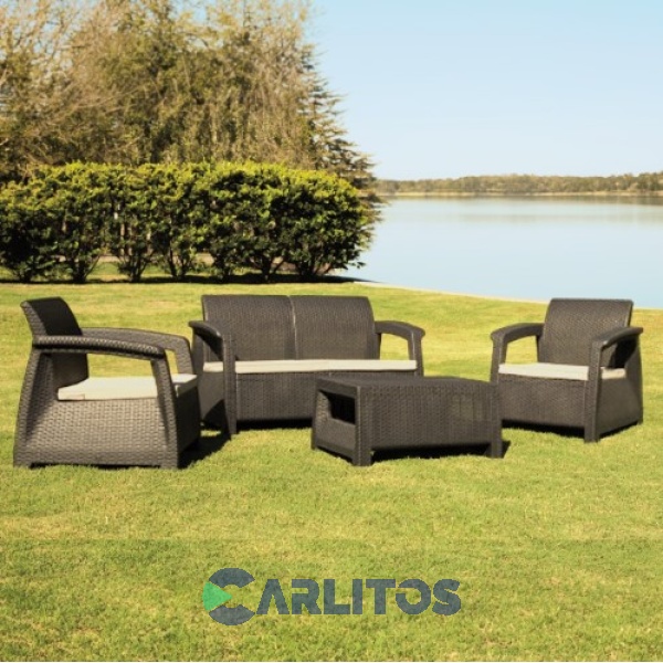 Juego De Jardín Simil Ratan 4 Cuerpos Voss Roma Set2 Capuchino