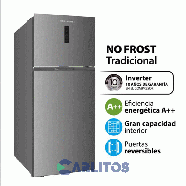Heladera No Frost Acero Inoxidable Koh-I-Noor Inverter 571 Litros Khda57ni/9