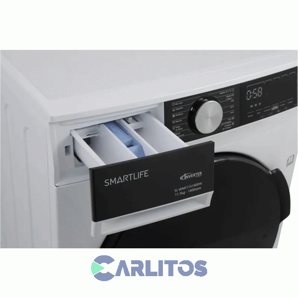 Lavarropa Carga Frontal Smartlife Inverter 11.5 KG-1400 RPM Blanco Sl-wmi1151400w