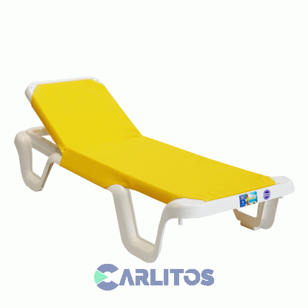 Reposera Pvc Lona Voss 5 Posiciones Color Amarillo Hawaii