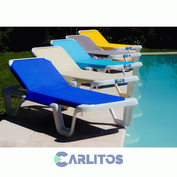 Reposera Pvc Lona Voss 5 Posiciones Color Amarillo Hawaii