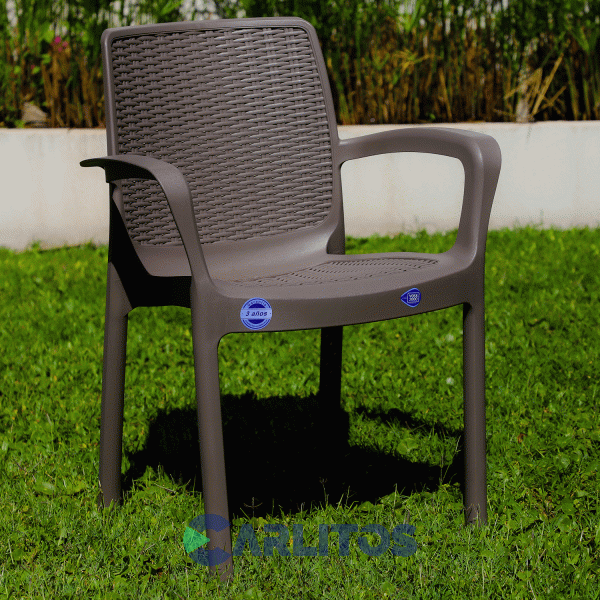 Combo Mesa Indonesia Simil Ratan  1.50 Cm Capuchino Tapa Vidrio + 6 Sillas Guinea Voss 2000