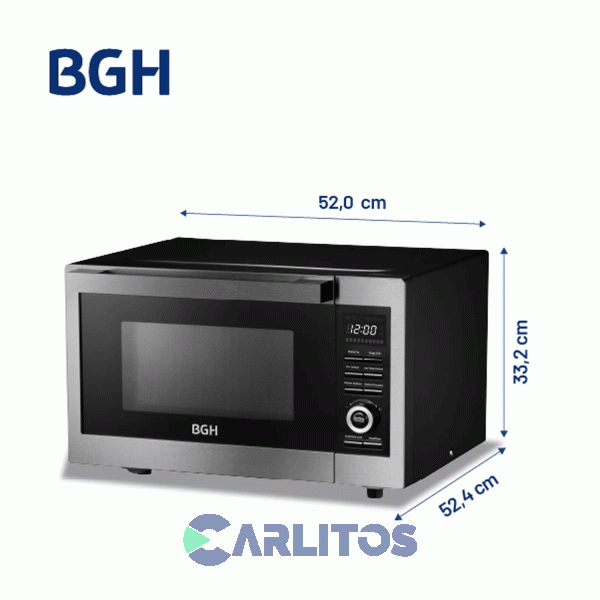 Microondas Y Air Fryer Con Grill Bgh Digital 30 Litros Negro B330dfn24