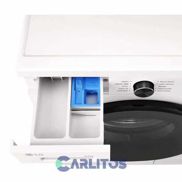 Lavarropa Carga Frontal Lg Inverter 6.5 Kg 1200 Rpm Blanco Wm65gwvfs6