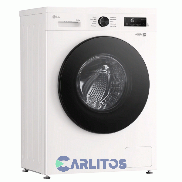 Lavarropa Carga Frontal Lg Inverter 6.5 Kg 1200 Rpm Blanco Wm65gwvfs6