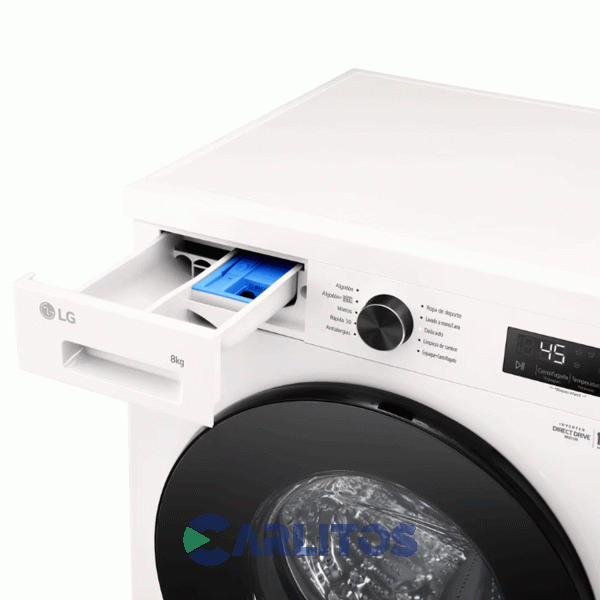 Lavarropa Carga Frontal Lg Inverter 8 Kg 1200 Rpm Blanco Wm80gwvfs6