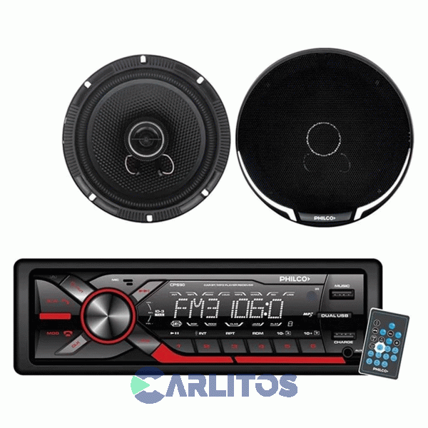 Combo Autoestereo Usb + Parlantes 2 Vías 6.5'' 250 Watts Philco Cps90