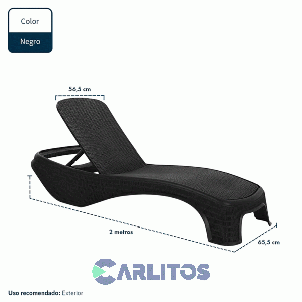 Reposera Simil Ratan Color Grafito 4 Posiciones Garden Life Dubai F758067