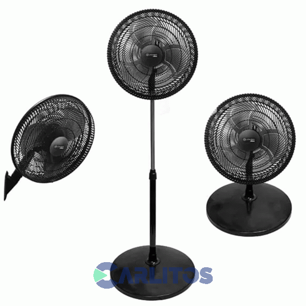 Ventilador De Pie Oscilante Whitenblack 18" Parrilla Plástica Negra 3 En 1 Vpwb18m