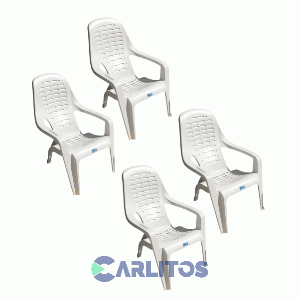 Combo X 4 Sillones Pvc Nr Beach Blanco