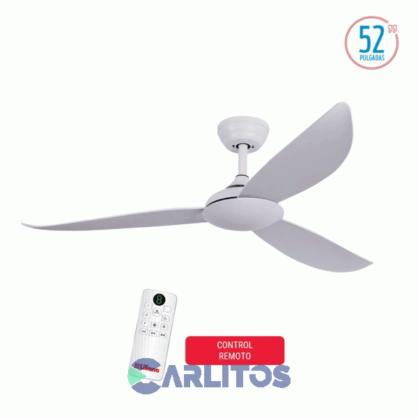 Ventilador De Techo Industrial Liliana Blanco Palas Plasticas Sin Luz Vthp803r