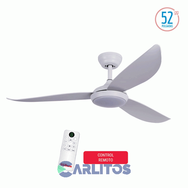 Ventilador De Techo Liliana Blanco Palas Plasticas Con Luz Vthp813r