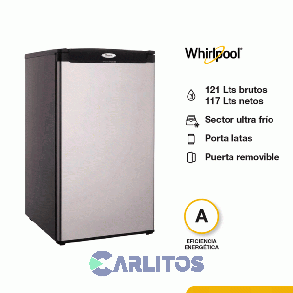 Heladera Bajo Mesada Whirlpool 117 Litros Con Congelador  Acero Inoxidable Wra12ck