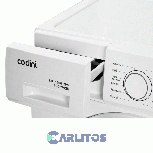Lavarropa Carga Frontal Codini Inverter 8 Kg 1400 Rpm Aiafa8014b Blanco