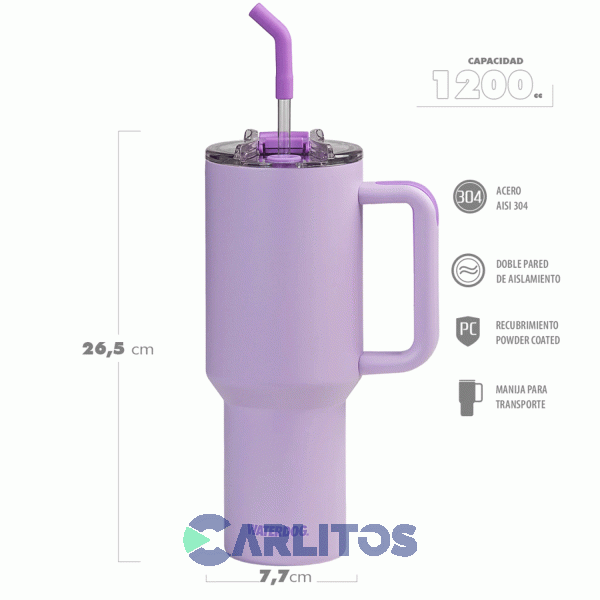 Vaso Doble Pared Waterdog Cold1200pk Pink Stick