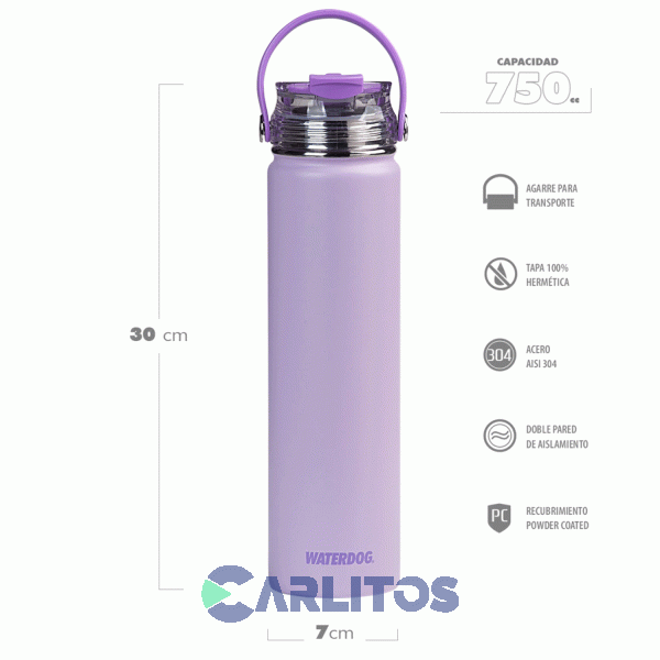 Botella De Acero Inoxidable Waterdog Akwa750ps Pink Stick