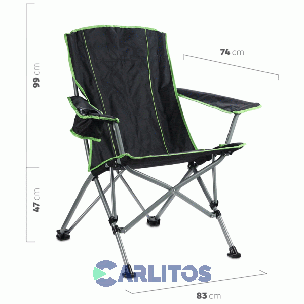 Sill&oacute;n Director Plegable Con Funda Y Apoya Vaso Waterdog Bc341dh Negro