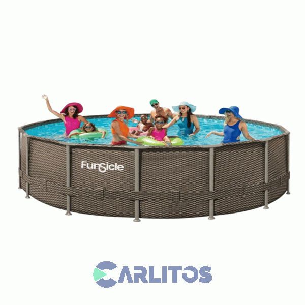 Pileta De Lona Redonda Funsicle Dise&ntilde;o Ratan 2.44 X 0.76 Cm P2q008300