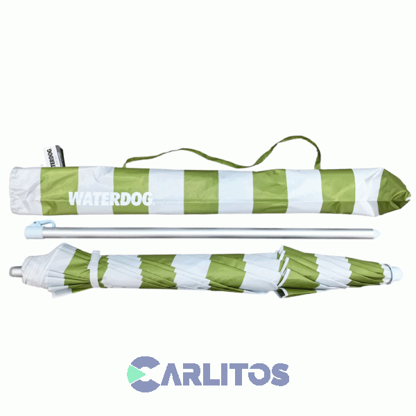 Sombrilla De Aluminio 2 Metros Reforzada Tela Polyester Waterdog Umb2010algm Verde