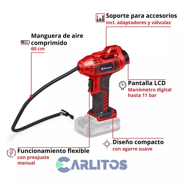 Compresor De Aire Inalambrico Einhell  18 V 2071010 Ce-Cc 18 Li-Solo
