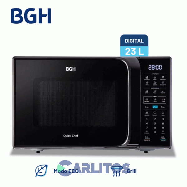 Microondas Con Grill BGH Digital 23 Litros Negro B223dn20i