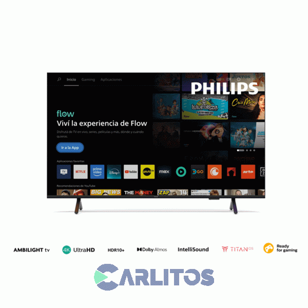 Smart TV Qled 65" 4K Ultra HD Con Titan Y Ambilight Philips 65pud8250/77
