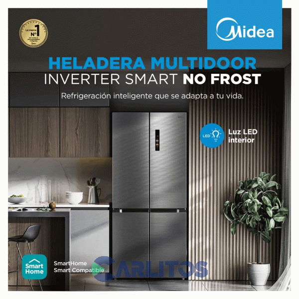 Heladera No Frost Multidoor Midea Inverter 475 Litros Acero Inoxidable Mdrm691fgf46ad