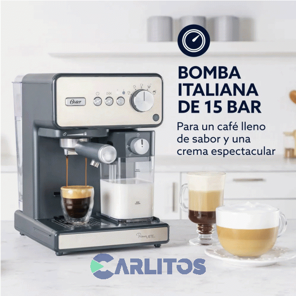Cafetera Express Oster Automatica Primalatte Silver 15 Bares Bvstem6604ss
