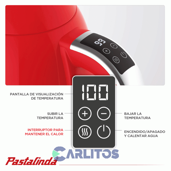 Pava Electrica Digital Pastalinda Roja Ke-1108bdgt