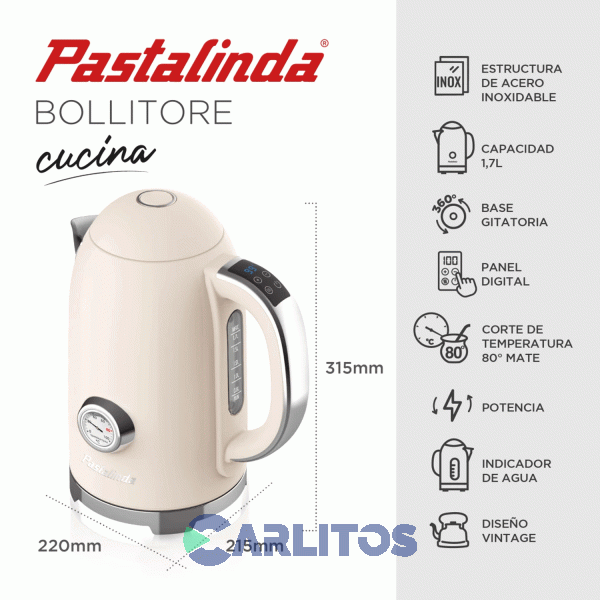 Pava Electrica Digital Pastalinda Crema Ke-1108bdgt