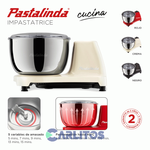 Amasadora Con Bowl Pastalinda 260 Wts Sm-1591 Crema