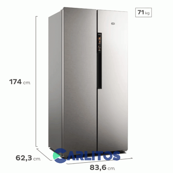 Heladera No Frost Side By Side Gafa Inverter 451 Litros Acero Inoxidable Hgsbs457x